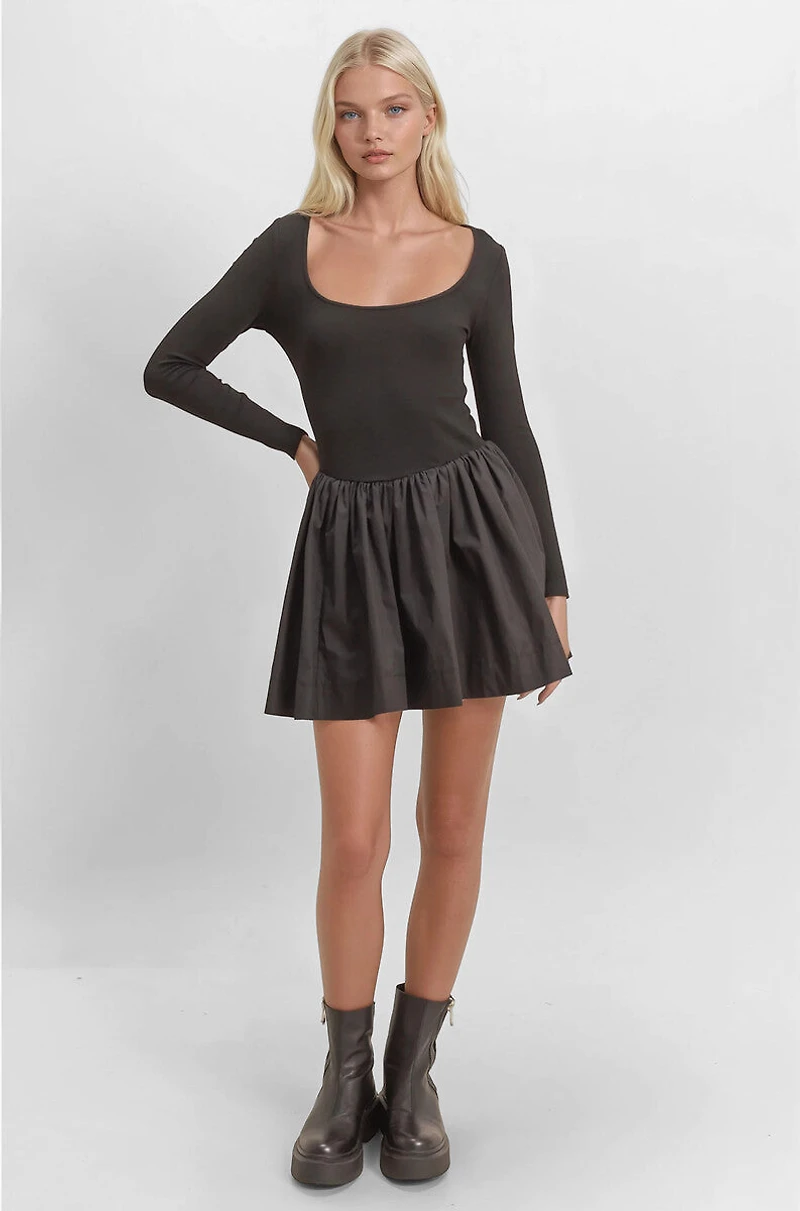 Scoop-Neck Mini Skater Dress