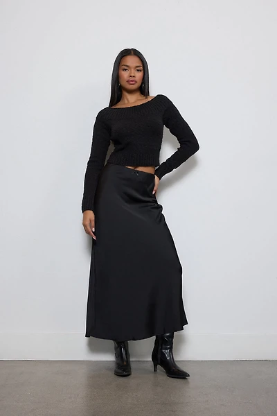 Satin A-Line Maxi Skirt