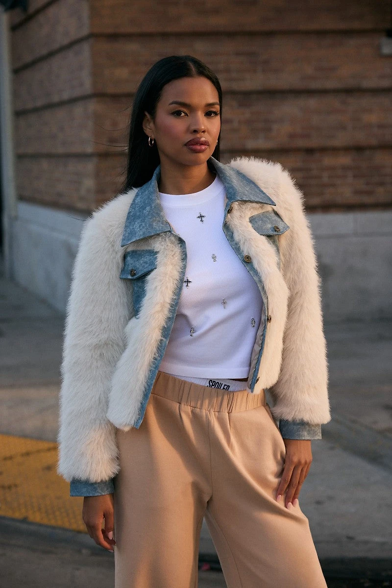 Faux Fur & Denim Jacket