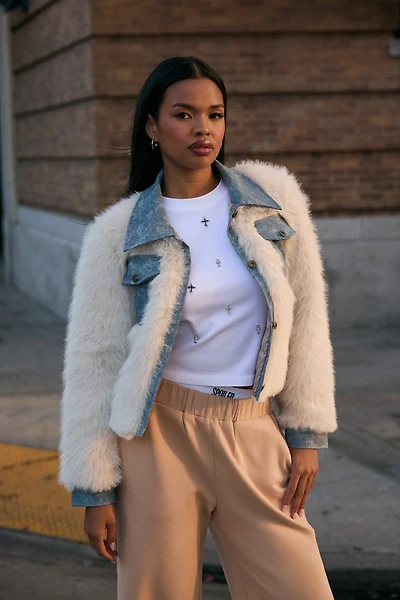 Faux Fur & Denim Jacket