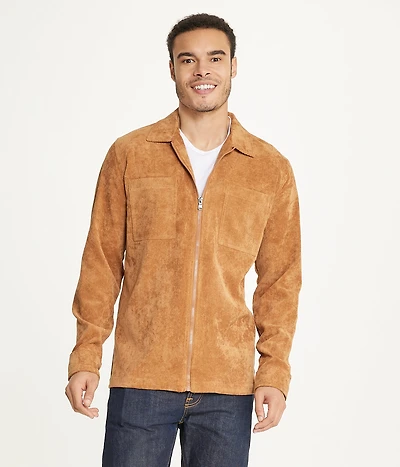 Men's Long Sleeve Corduroy Shirt Jacket (Zip Front