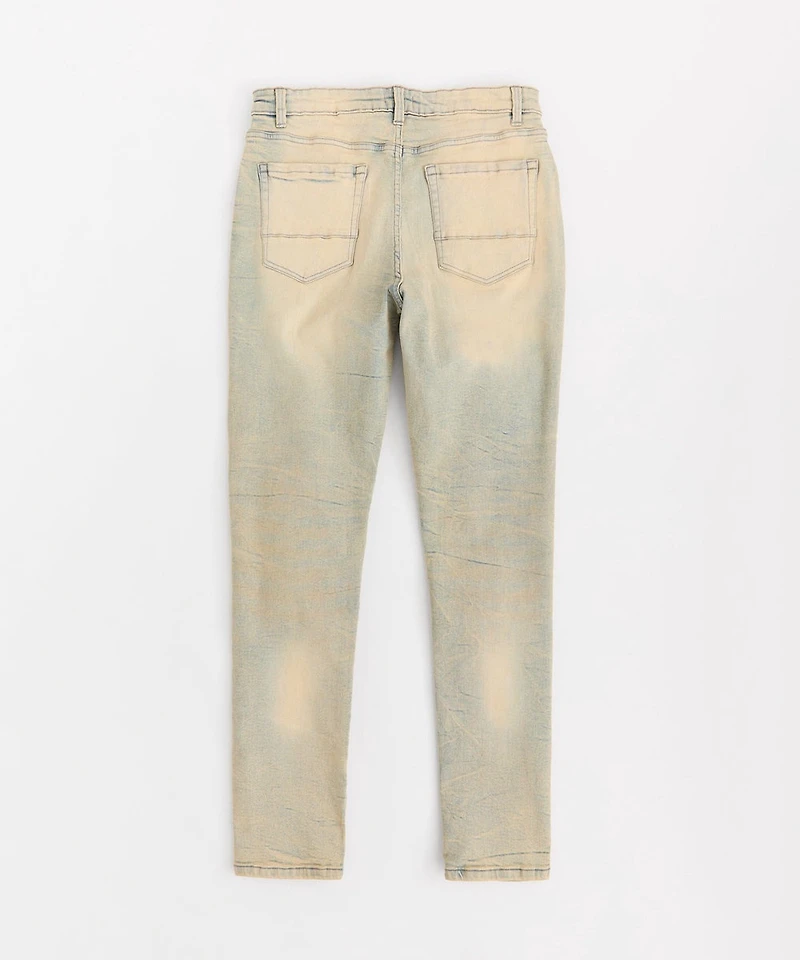 Skinny Fit Rip and Repair Denim Pants - Light Blue
