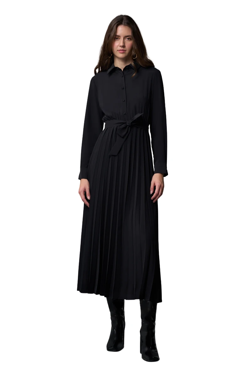 Shirt Dress With Pleated Skirt
