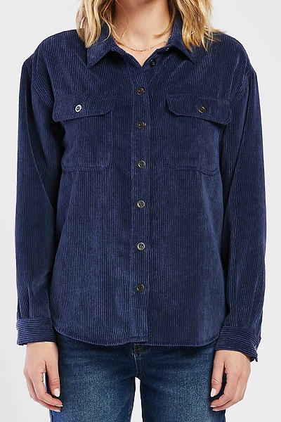 Carmele Long Sleeve Button Down Corduroy Jacket