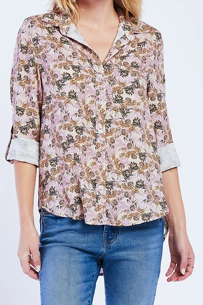 Elisa Rolled Tab Sleeve Button Down Shirt