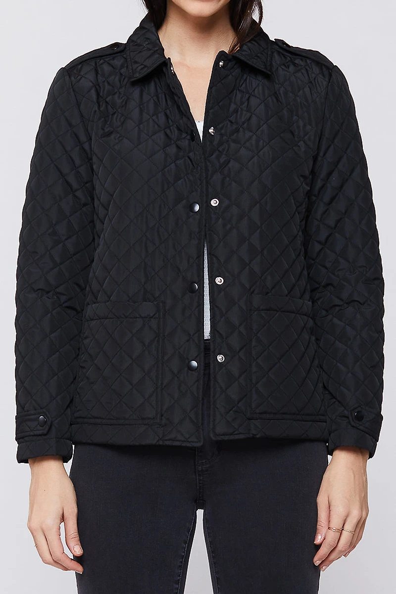 Rae Long Sleeve Snap Button Down Quilted Jacket