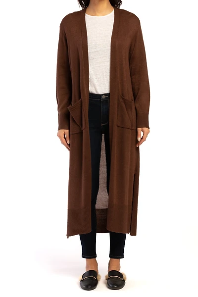 Long Sleeve Knit Duster Front Pockets