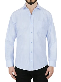 Windowpane Checkered Dress Shirt Grey