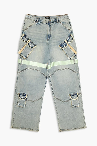 Reflective Striped Baggy Cargo Jeans