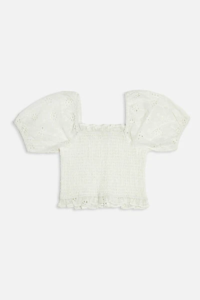 Girls Eyelet Puff-Sleeve Top (Kids)
