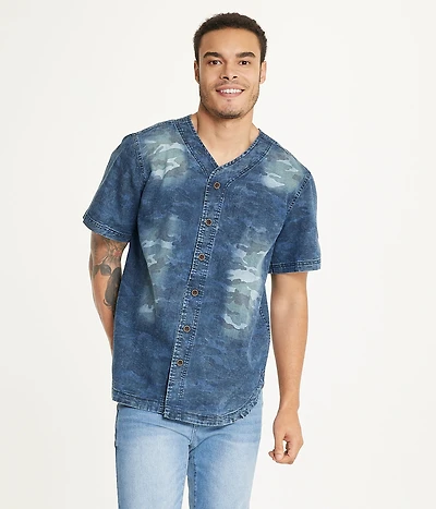 Brooklyn Laundry Men's Baseball Denim Shirt Navy