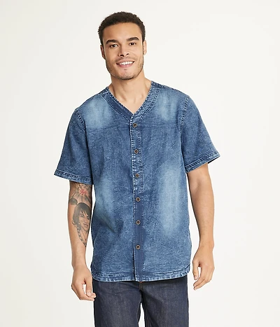 Brooklyn Laundry Men's Baseball Denim Shirt Rinse