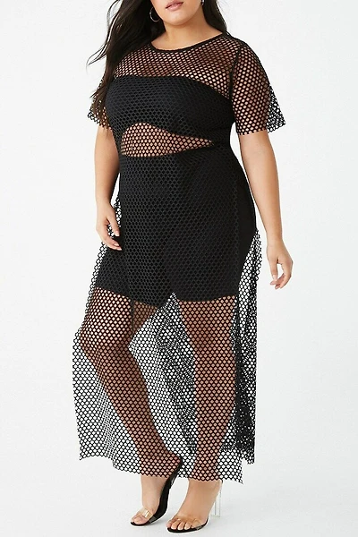 Plus Size Mesh Maxi Dress