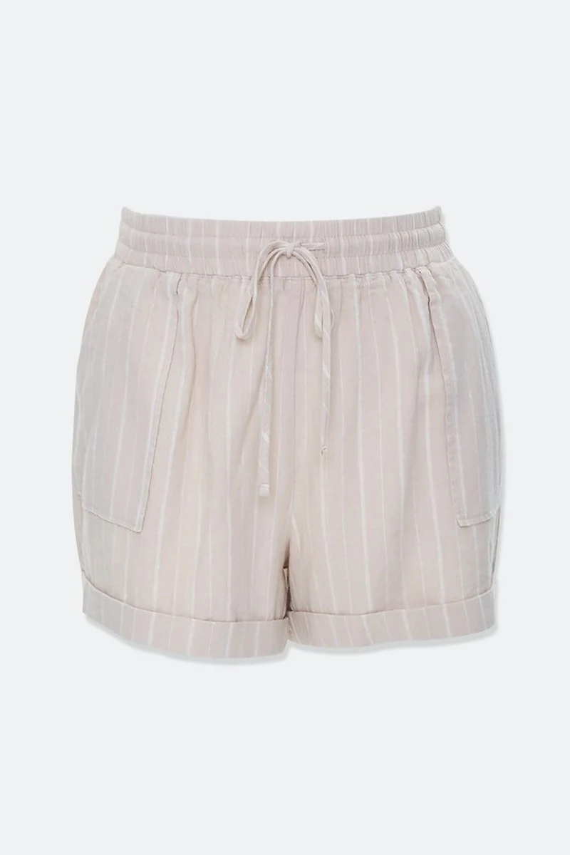 Plus Size Linen-Blend Striped Shorts
