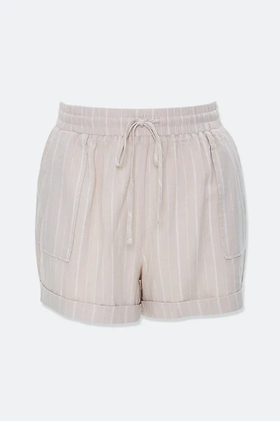 Plus Size Linen-Blend Striped Shorts