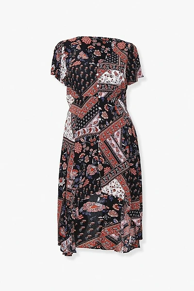 Plus Size Floral Button-Front Dress