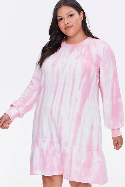 Plus Size Tie-Dye Sweatshirt Dress