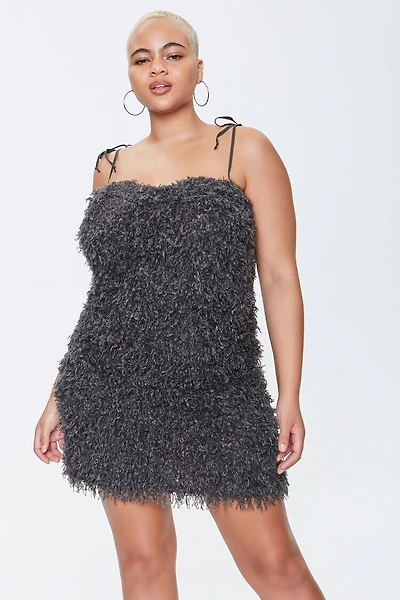 Plus Size Feathered Cami Mini Dress