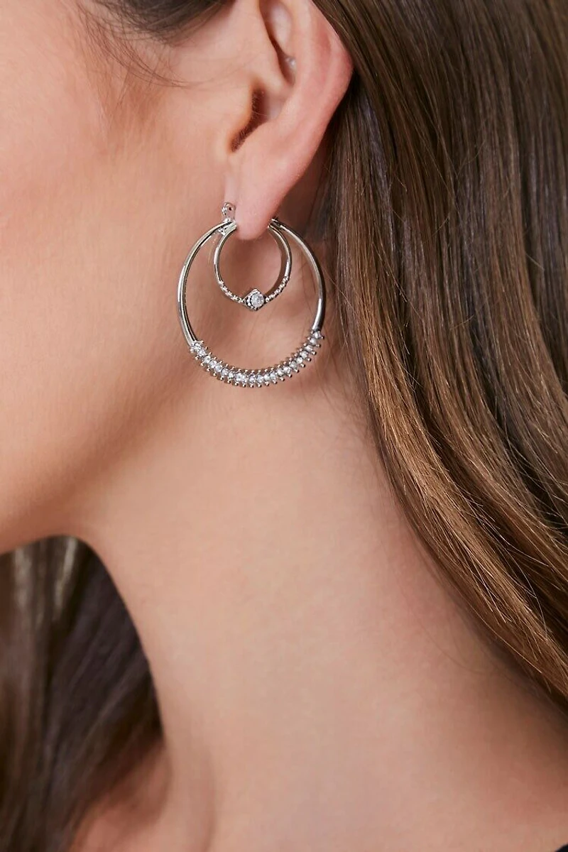 Rhinestone Layered-Hoop Earrings