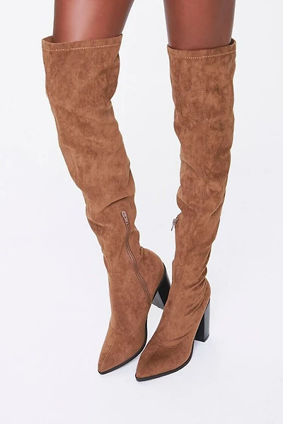 Faux Suede Block Heel Boots