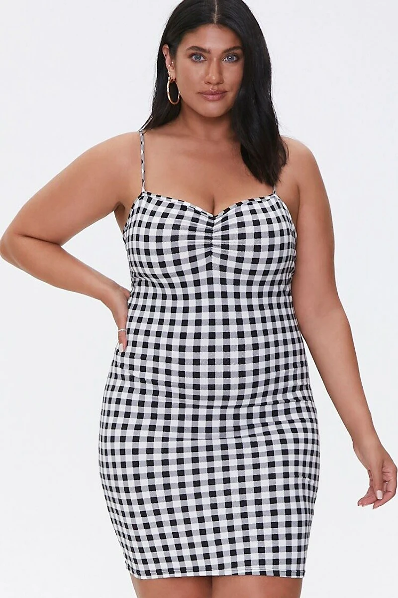 Plus Size Gingham Sweetheart Dress