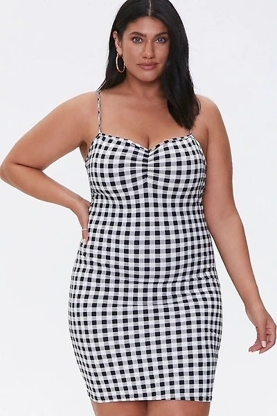 Plus Size Gingham Sweetheart Dress