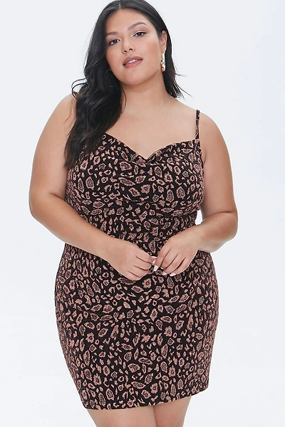 Plus Size Leopard Print Mini Dress