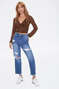 Leopard Print Peasant Top