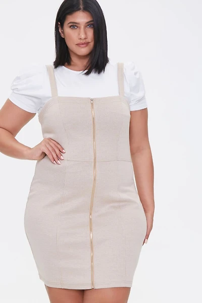 Plus Size Zippered Pinafore Dress