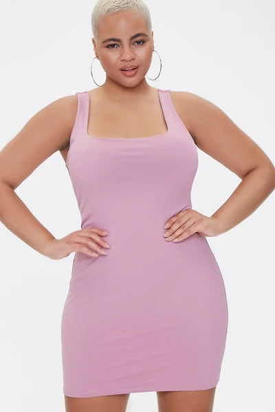 Plus Square-Neck Bodycon Dress