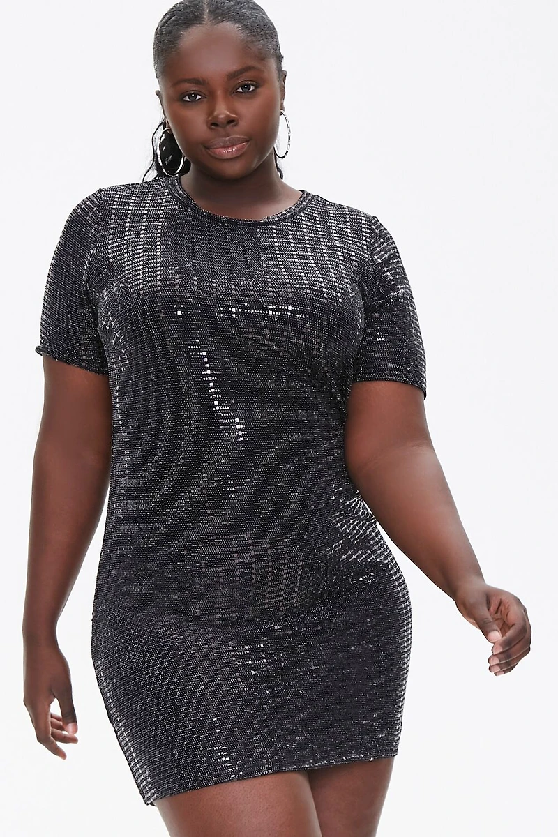 Plus Size Sequin Mini Dress