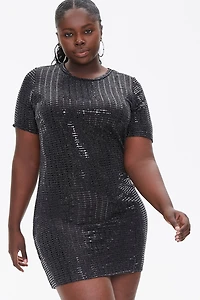 Plus Size Sequin Mini Dress