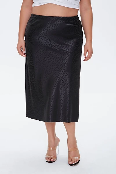 Plus Size Leopard Print Skirt