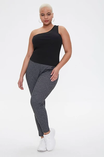 Plus Size Checkered Print Leggings