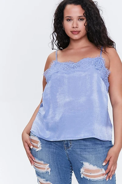 Plus Size Satin Lace-Trim Cami