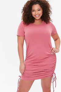 Plus Ruched Drawstring T-Shirt Dress