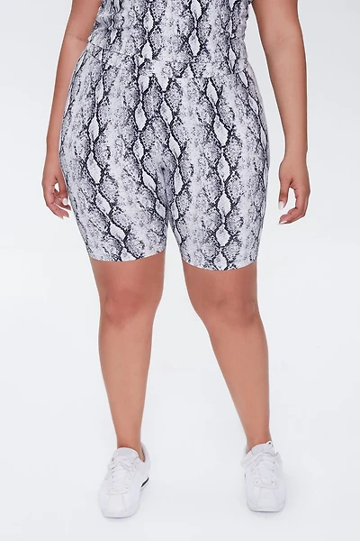 Plus Snake Print Biker Shorts