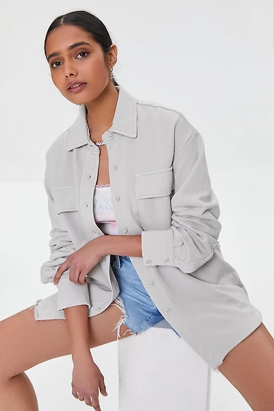 French Terry Dolphin-Hem Shacket