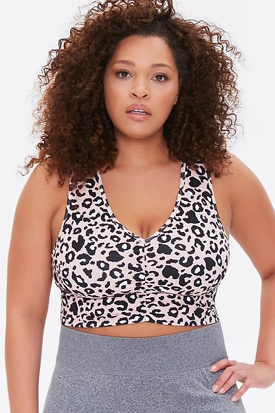 Plus Size Leopard Print Sports Bra