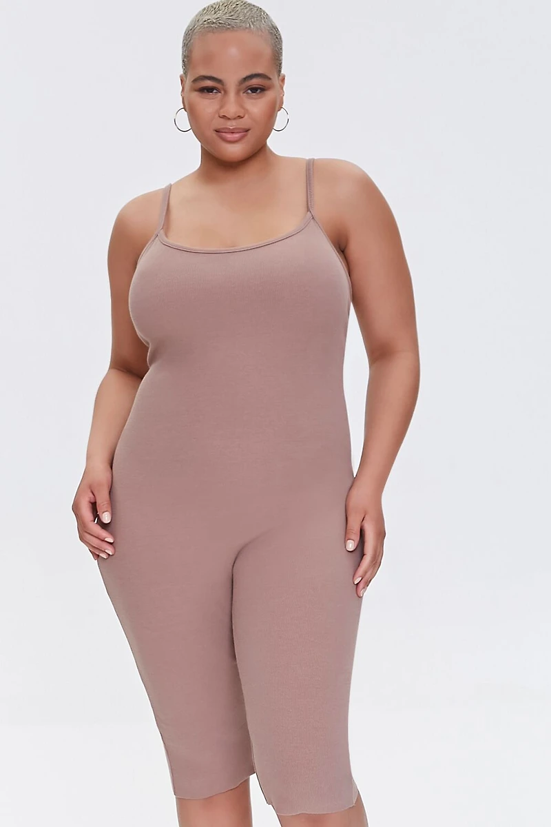Plus Size Ribbed Cami Romper