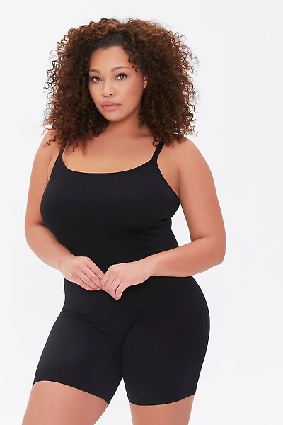Plus Ribbed Cami Romper