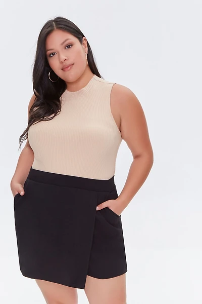 Plus Size Faux Wrap Skort