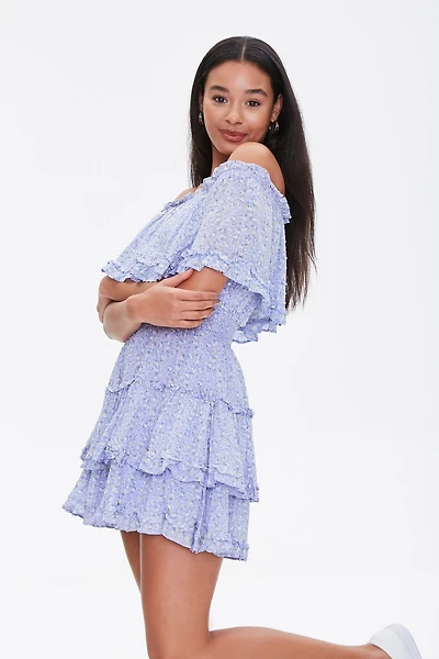 Off-the-Shoulder Floral Print Dress