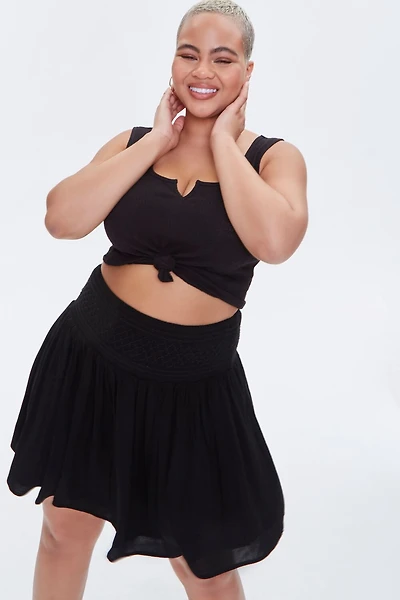 Plus Size Smocked Mini Skirt