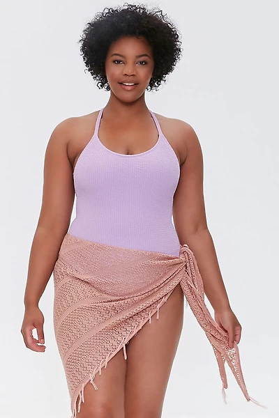 Plus Crochet Sarong Swim Cover-Up