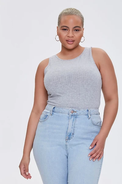 Plus Size Ribbed Tank Bodysuit