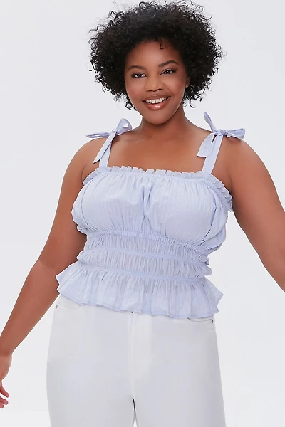 Tie-Strap Ruffle-Trim Top