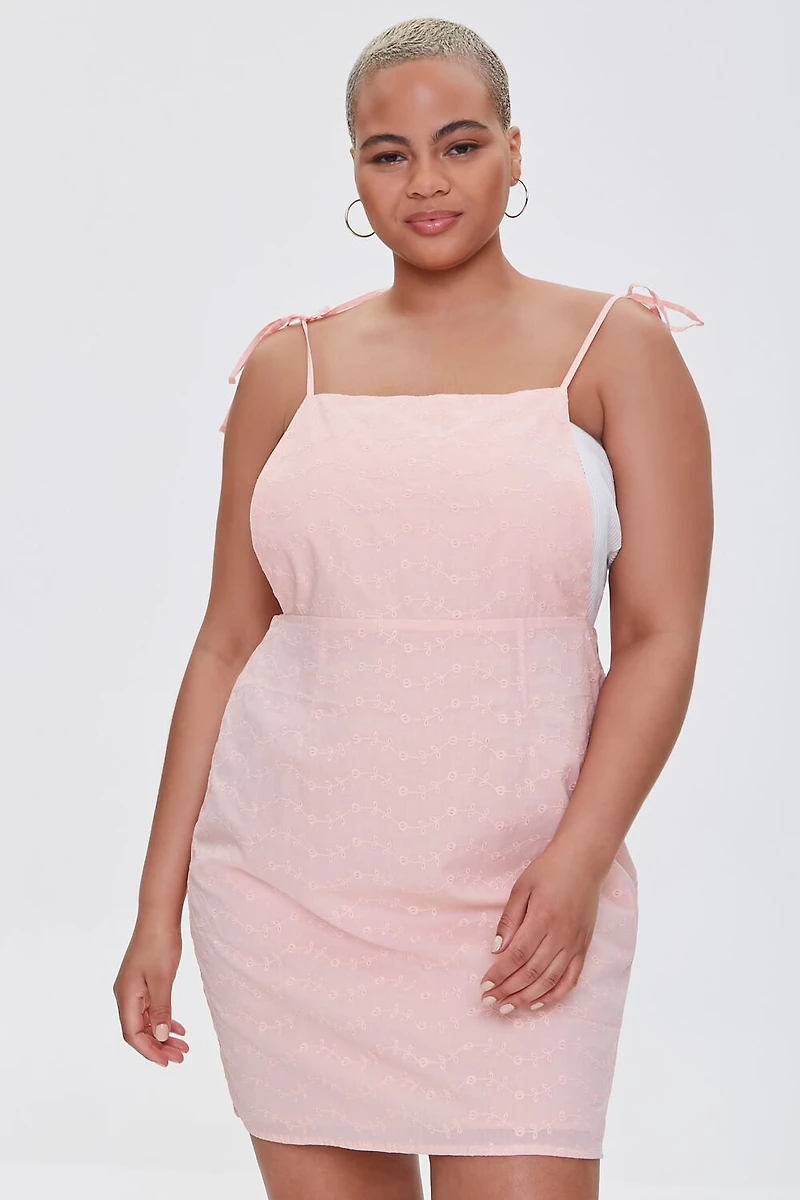 Plus Size Eyelet Pinafore Dress