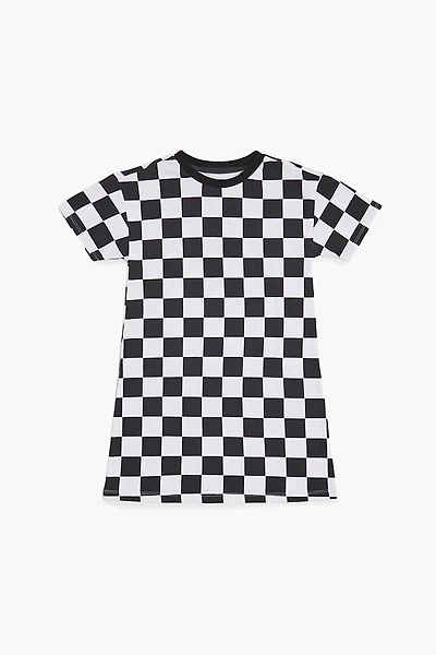 Girls Checkered Print T-Shirt Dress (Kids)