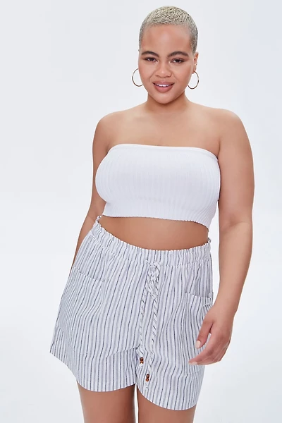 Plus Striped Paperbag Shorts